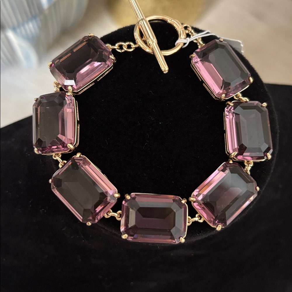Ralph Lauren Gold Tone Glass Stone Toggle Bracelet - Picture 7 of 11